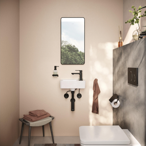 Hansgrohe Xarita Lite Q Miroir - 36x70cm - éclairage led - Horizontal - interrupteur mural - Noir mat SW1165022