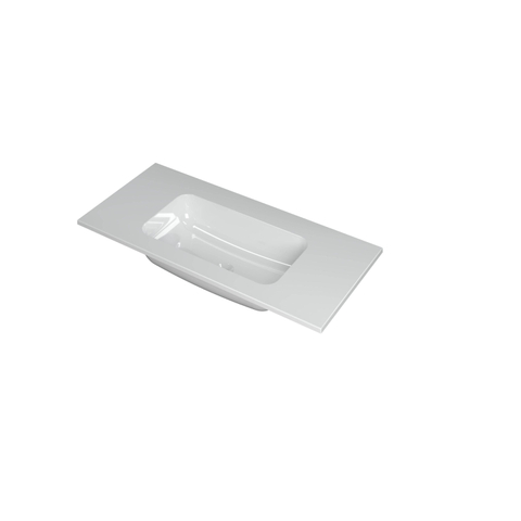 Ink faktor lavabo moyen en polystone sans trou pour robinet 100x45x1,5cm blanc brillant SW692984