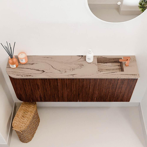 Mondiaz JOYA-DLUX 111.6cm toiletmeubel - ronding links kleur Ruby - Wastafel FAYE positie Rechts 1 kraangat kleur Arena. SW1425311