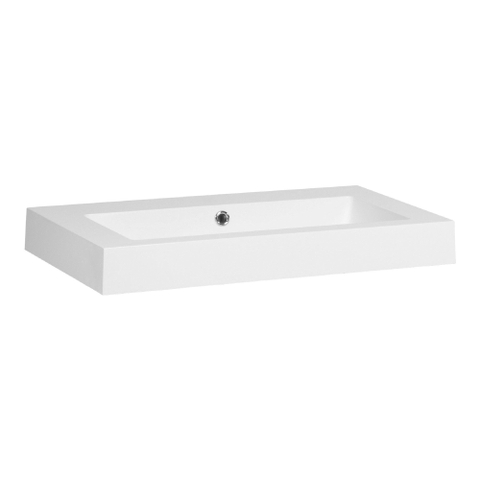 Brauer Solar Thick lavabo - 80x46x10cm - sans trou de robinet - marbre minéral - blanc brillant SW8060