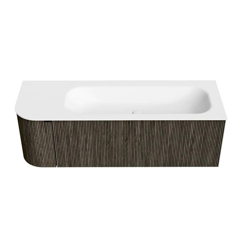 Mondiaz KURVE Ensemble meuble de salle de bains - 135x46x40cm - 1 tiroir - 1 porte - lavabo solid surface - droit - 1 trou de robinet - Shadow SW1414115