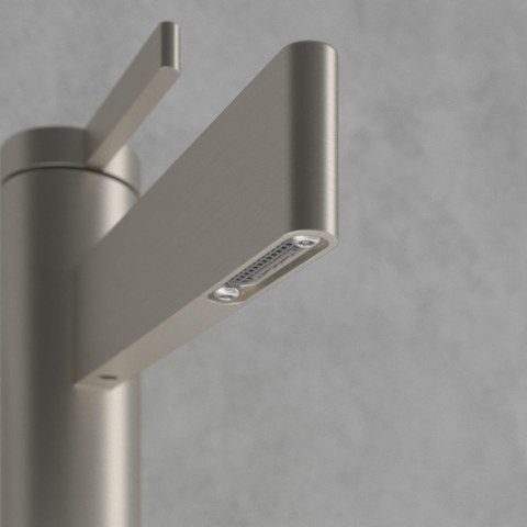 Villeroy & Boch Dawn 1 greeps wastafelkraan - zonder pop up afvoergarnituur - Brushed Nickel (rvs) SW974107
