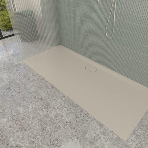 Villeroy & Boch Ecora douchebak - 180x80x3.5cm - afvoer lange zijde - almond (beige) SW1558886