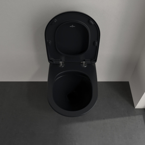 Villeroy & Boch Antao wandcloset - diepspoel - zonder spoelrand - met TwistFlush CeramicPlus - Pure Black (mat zwart) SW917841