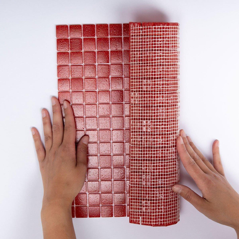 The Mosaic Factory Amsterdam mozaïektegel - 32.2x32.2cm - wand en vloertegel - Vierkant - Glas Red Strawberry Mat SW62118