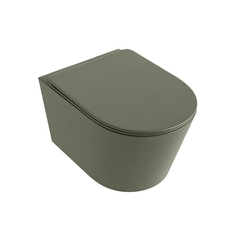 Mondiaz LAVIE WC suspendu – sans bride – 36 x 53 cm – avec abattant softclose – Army (vert) SW1208607