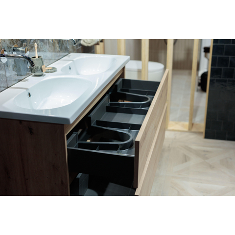 Saniclass Vita Badkameronderkast - 120cm - 2 lades - greeploos - rustiek eiken SW1413860