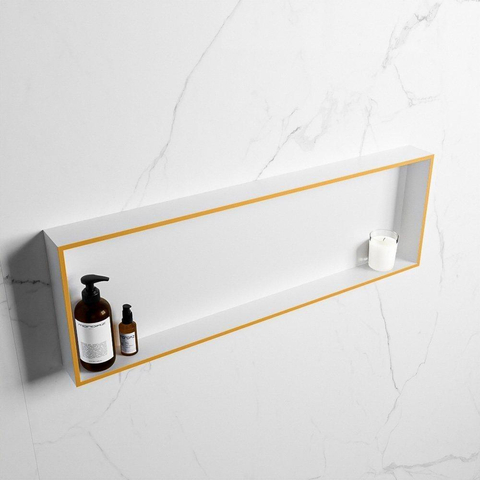 Mondiaz Easy nis 29.5x89.5x8cm voor Inbouw/opbouw 1 open vak Solid surface Talc/Ocher SW643706
