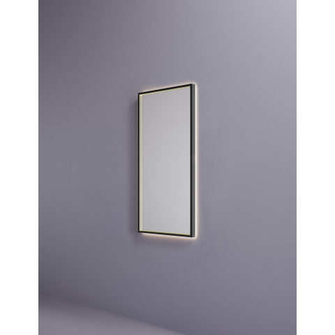 Hotbath &MORE Spiegel - 50x100cm - direct en indirect LED - color changing - spiegelverwarming - met afstandsbediening - PVD - geborsteld zwart SW1246057