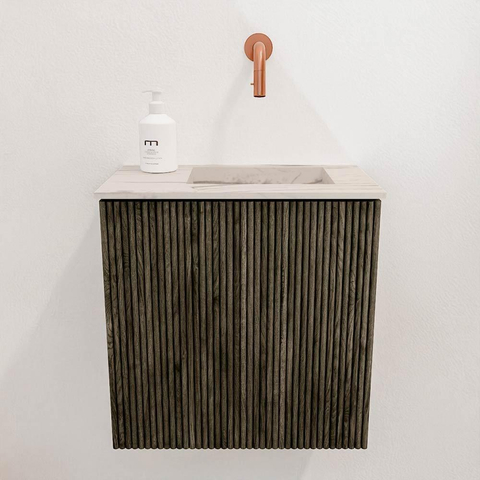 Mondiaz JOYA-DLUX Meuble de salle de bains 40cm - couleur Shadow - Vasque FAYE position Droite Sans trou de robinet couleur Nata SW1424944