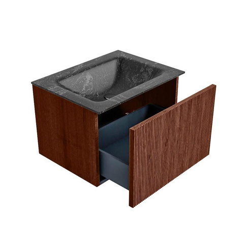 Mondiaz KURVE-DLUX Ensemble de meuble de salle de bains - 60x46x40cm - 1 tiroir - lavabo solid surface - central - sans trou de robinet - Ruby SW1416064