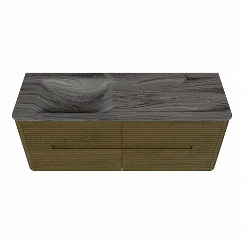 Mondiaz CIRO-DLUX Meuble de salle de bains - 130x45x50cm - Plan vasque solid surface Sombra - 1 lavabo à gauche - 1 trou de robinet - 4 tiroirs - Dusk SW1533389