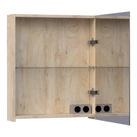 BRAUER Impress armoire de toilette – 59 x 70 x 15 cm – ouverture à droite, porte-miroir double face – Forest Wheat SW393010