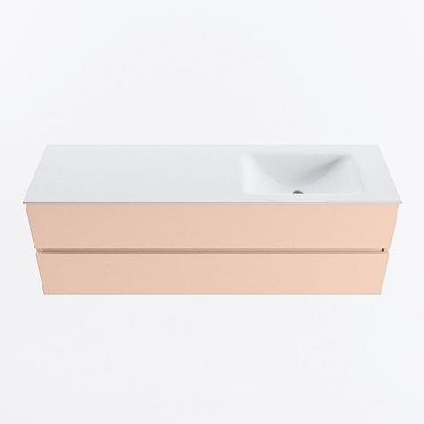 MONDIAZ VICA Ensemble meuble de salle de bains - 150cm - sous-meuble rosee - 2 tiroirs - lavabo cloud à droite - sans trous de robinet - version haute 60cm - talc SW1083402