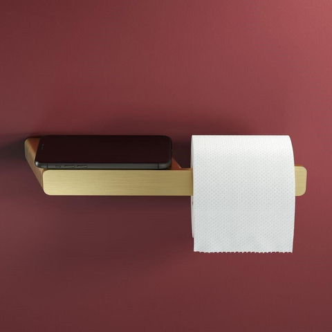 Geesa Shift Porte-rouleau de papier toilette sans couvercle avec tablette Or brossé SW642476