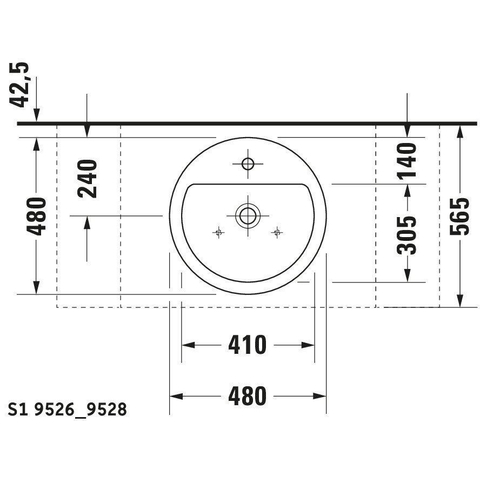 Duravit Starck 1 opzetwastafel 48x48cm 1 krgt overl gesl. wit 0305243