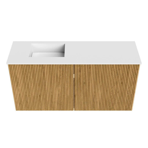 Mondiaz JOYA 80cm toiletmeubel - kleur Oak - Wastafel FAYE positie Links 1 kraangat kleur Talc. SW1421110