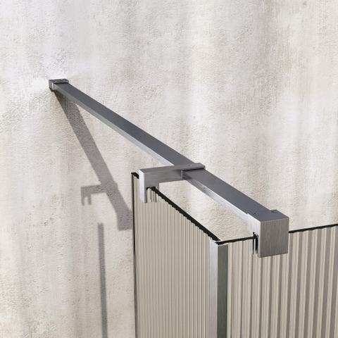 BRAUER Oblivion Paroi de douche à l'italienne - 90x200cm - paroi latérale 30cm - verre strié transparent - revêtement de verre - PVD - inox brossé SW1476036