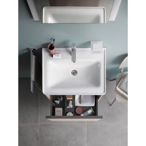 Duravit D-neo Wastafel - 65x48cm - met 1 kraangat - met overloop - wit SW640403
