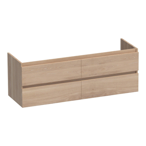 BRAUER Joy meuble sous-lavabo 140 4 tiroirs softclose - sans poignée - 2 découpes pour siphon - chêne massif - chêne à lattes naturel SW393016