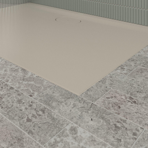 Villeroy & Boch Ecora douchebak - 120x80x3.5cm - afvoer lange zijde - almond (beige) SW1558977