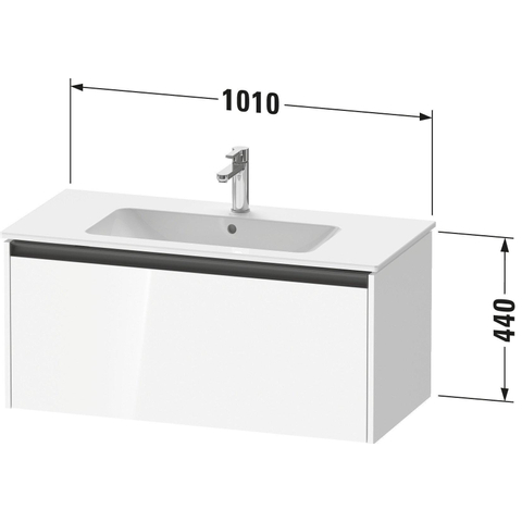 Duravit Ketho 2 wastafelonderbouwkast met 1 lade 101x48x44cm met greep antraciet wit mat SW772293