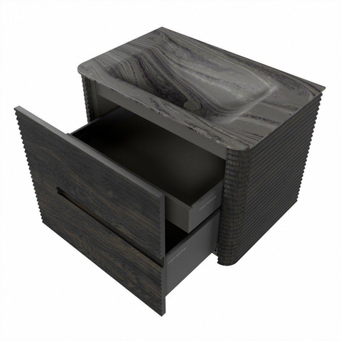 Mondiaz CIRO-DLUX Ensemble de meubles de salle de bains - 70x45x50cm - lavabo en solid surface Sombra - 1 bassin au milieu - sans trous de robinet - 2 tiroirs - Shadow SW1532787