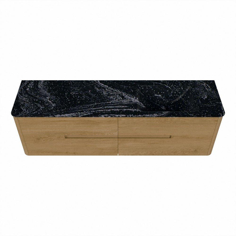 Mondiaz CIRO-DLUX Badkamermeubelset - 170x45x50cm - Solid surface wastafel Lava - 1 wasbak Rechts - zonder kraangaten - 4 lades - Oak SW1531032