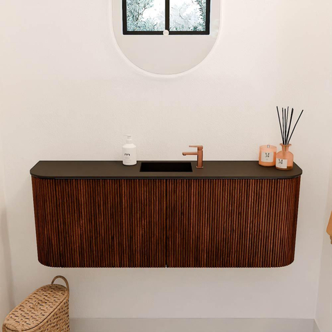 Mondiaz JOYA 113.2cm toiletmeubel - ronding links en rechts kleur Ruby - Wastafel FAYE positie Midden 1 kraangat kleur Urban. SW1421868