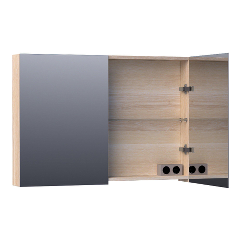 BRAUER Impress spiegelkast – 99x70x15 cm – 2 deuren, dubbelzijdige spiegeldeuren – Eiken wit SW393090