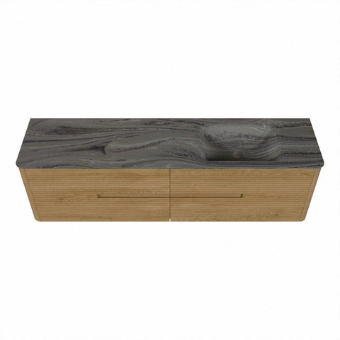 Mondiaz CIRO-DLUX Ensemble de meubles de salle de bains - 180x45x50cm - lavabo solid surface Sombra - 1 vasque à droite - 1 trou de robinet - 4 tiroirs - Chêne SW1531320