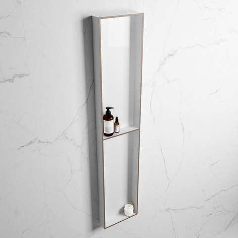 Mondiaz Easy nis 29.5x89.5x8cm voor Inbouw/opbouw 2 open vakken Solid surface Talc/Smoke SW643820