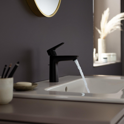 Hansgrohe Talis e Eengreeps wastafelmengkraan - 110 - coolstart - met PopUp - trekwaste - mat zwart SW297298