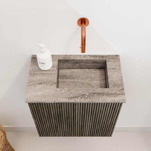 Mondiaz JOYA-DLUX 40cm toiletmeubel - kleur Shadow - Wastafel FAYE positie Rechts Zonder kraangat kleur Oza. SW1425012