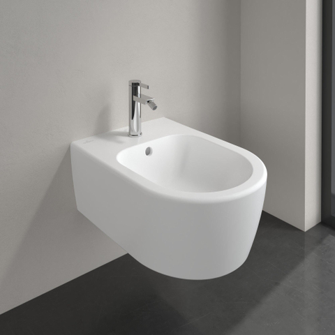 Villeroy & Boch Avento wandbidet - 37x53 - 1 kraangat - met overloop CeramicPlus - Stone White (mat wit) SW209385