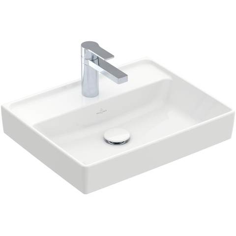 Villeroy & Boch Collaro fontein - 50x40cm - zonder overloop - 1 kraangat CeramicPlus - White Alpine (glans wit) SW358372