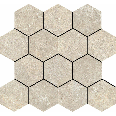 Terravito Larino Mozaïektegel - 27x29cm - hexagon - 9mm - Ivory mat SW1153394