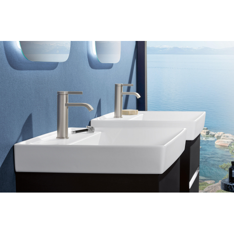 Villeroy & Boch Dawn 1 greeps wastafelkraan - zonder pop up afvoergarnituur - Brushed Nickel (rvs) SW974108