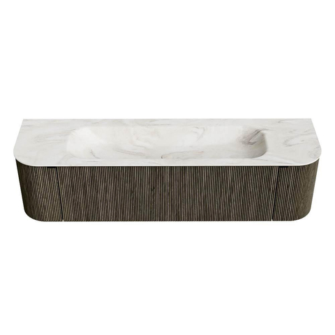 Mondiaz KURVE-DLUX Ensemble de meubles de salle de bains - 170x46x40cm - 1 tiroir - 2 portes - lavabo solid surface - central - sans trou de robinet - Shadow SW1414480