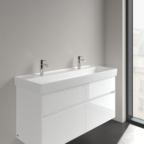 Villeroy & Boch Collaro meubelwastafel - 120x47cm - zonder overloop - 2 kraangatenen - Stone White (mat wit) SW358331