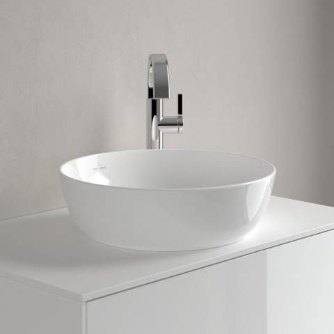 Villeroy & Boch Artis opzetwastafel rond - diameter 43x12.5cm - zonder kraangat - zonder overloop - zonder plug - White Alpine (glans wit) 1025292