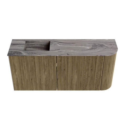 Mondiaz JOYA-DLUX Meuble de salle de bains 91,6cm - arrondi droit couleur Dusk - Vasque FAYE position Gauche Sans trou de robinet couleur Sombra. SW1426170