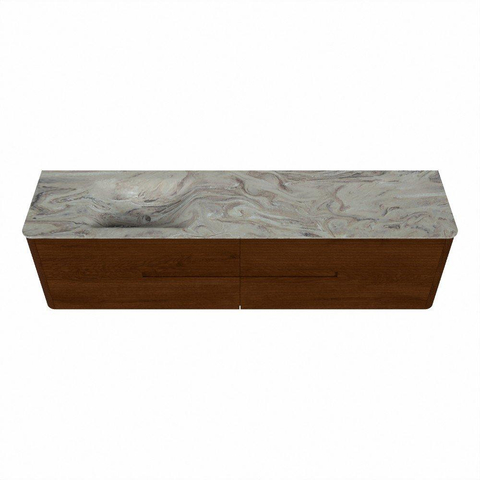 Mondiaz CIRO-DLUX Meuble de salle de bains - 190x45x50cm - Plan vasque solid surface Glace - 1 vasque à gauche - 1 trou de robinet - 4 tiroirs - Ruby SW1531500