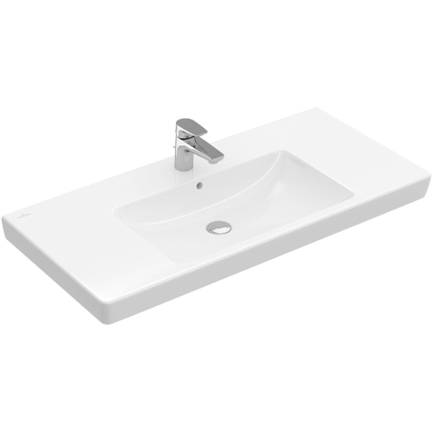 Villeroy & Boch Subway 2.0 meubelwastafel - geslepen - 100x47cm - met kraangat - met overloop - White Alpine (glans wit) 1025014