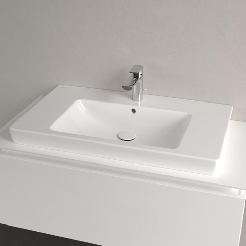 Villeroy & Boch Subway 2.0 meubelwastafel - geslepen - 80x47cm - met kraangat - met overloop - White Alpine (glans wit) 1025016