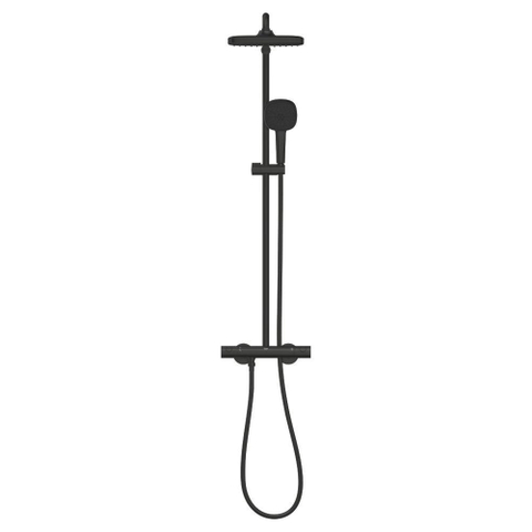 Grohe Tempesta 250 Cube Regendoucheset - hoofddouche 25cm - vierkante handdouche - 2 straalsoorten - met thermostaatkraan - matte black (mat zwart) SW1077349