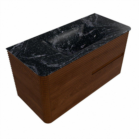 Mondiaz CIRO-DLUX Ensemble de meubles de salle de bains - 100x45x50cm - lavabo en solid surface Lava - 1 vasque au milieu - sans trous de robinet - 2 tiroirs - Ruby SW1531637