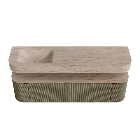 MONDIAZ THOR-DLUX Meuble de salle de bains 170cm arrondi gauche + droite couleur Shadow avec 1 tiroir et 2 portes. Vasque suspendue CLOUD Gauche 1 trou de robinet couleur Saba. SW1465830
