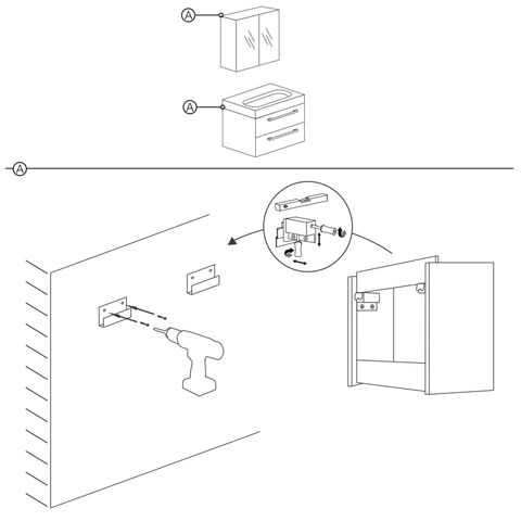 Differnz Somero badkamermeubelset Met spiegelkast FSC 60 cm antraciet SW705543