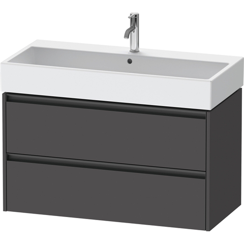 Duravit Ketho 2 meuble sous-lavabo avec 2 tiroirs 98.4x46x54.9cm avec poignées anthracite graphite mat SW772039